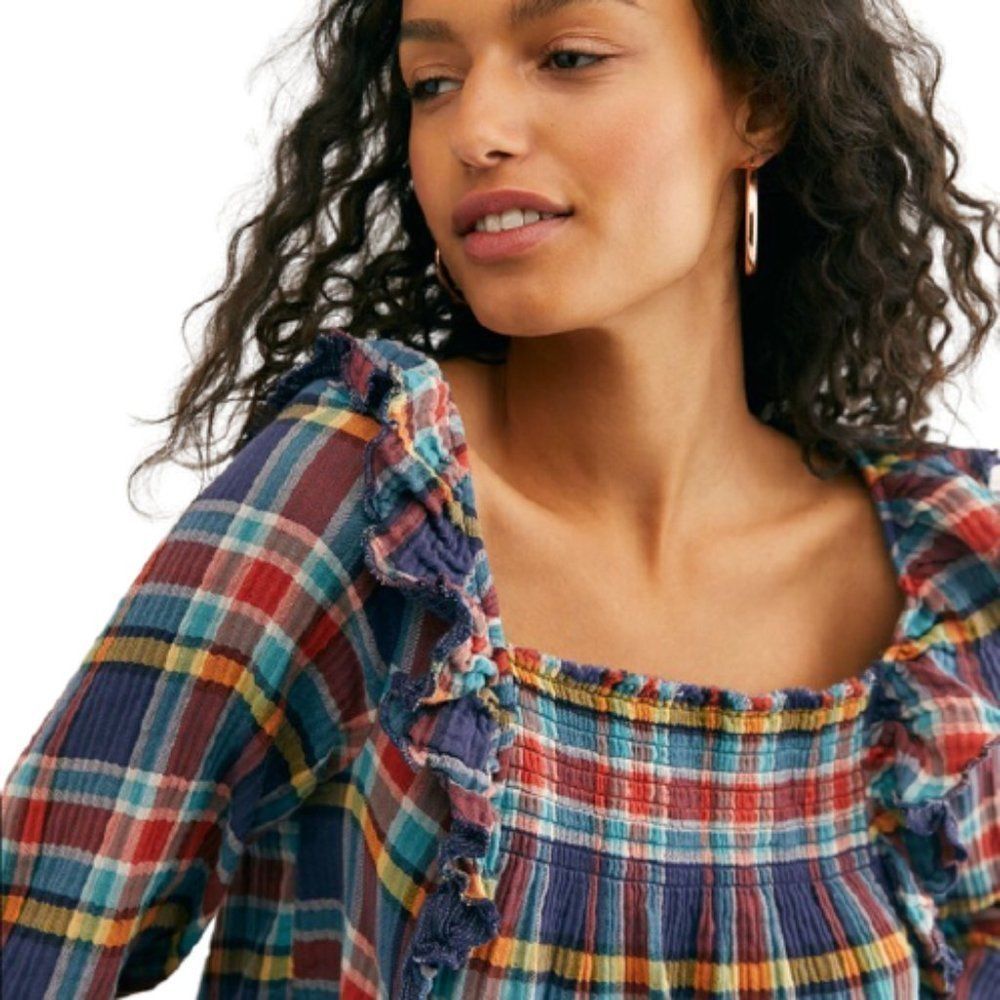 🆕Free People Women's Siena Plaid Top size SM